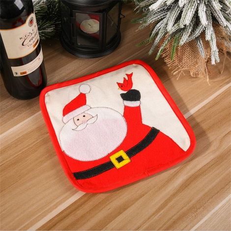 Nappe De Table - Napperon De Noël Blanc Avec Motif Père Noël - Pour Décoration De Table Intérieure Ou Extérieure - 22 x 22 cm - 1 Pièce (1/5)
