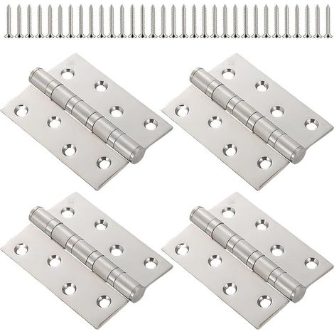 Charniere Porte Lourde 4 Pouces Charnière Inox Lot de 4 en Acier Inoxydable Finition Argent Brossé Inclus Vis Antirouille Durable (1/4)