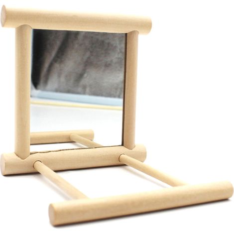 Balançoire pour cage à perroquet, jeu suspendu avec miroir double face et clochette, jouet interactif en bois coloré pour oiseaux de taille moyenne et grande.