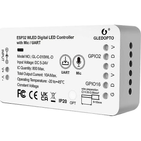 Contrôleur LED ESP32 WLED avec microphone et interface UART : téléchargement des modes d'éclairage dynamiques pour rubans LED. (1/5)
