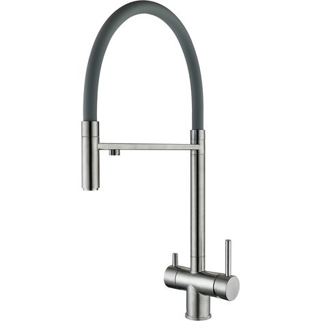Robinet de cuisine WEZER TOP4-01-GRIS avec raccord pour filtre à eau (1/2)