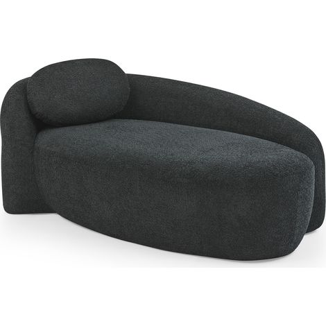 GagaCanapé minimaliste en tissu bouclette avec design arrondi, canapé rembourré avec coussin, noir (1/5)