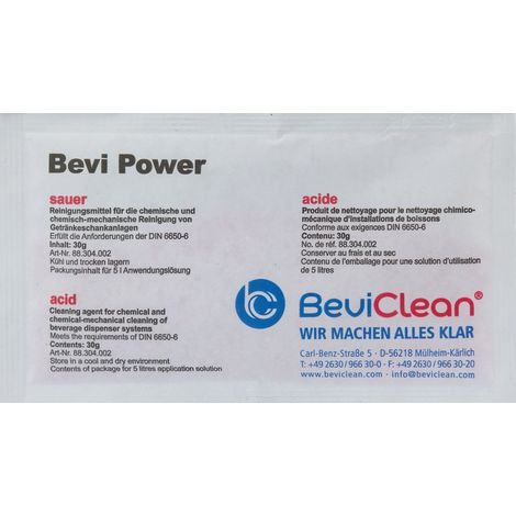 Reinigungspulver für Schankanlagen, Chemischen Leitungsreinigung - BEVI POWER SAUER, 30g