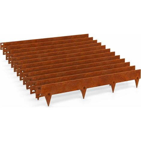 Bordure Jardin Métal en Acier Corten à Pics – Bordure Acier Corten pour Potager, Massif et Pelouse – Bordure Jardin Rouille – Délimitation Jardin
