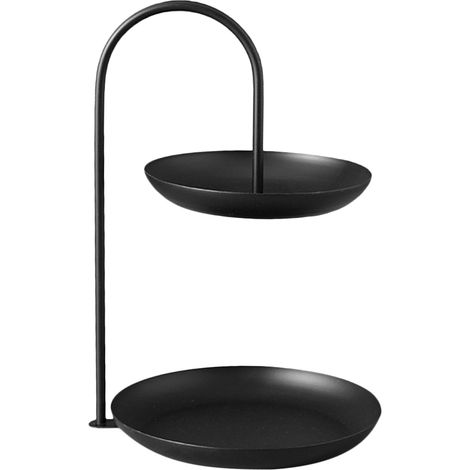 Plateau de service à fruits à 2 niveaux en fer, étanche, pour table basse ou réception, noir. (1/5)