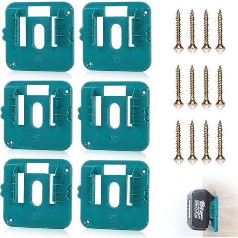 6 x Support de Batterie Makita18V avec 12 Vis, Compatible avec Makita BL1860 BL1850 BL1840 BL1830, Bleu(Pas de Batterie) (1/5)