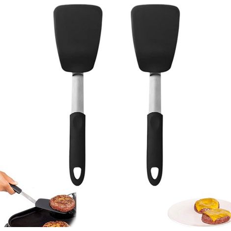 Set di 2 spatole in silicone, spatola da cucina con manico antiscivolo, antigraffio, spatola da cucina resistente al calore per pentole rivestite per Om (1/5)