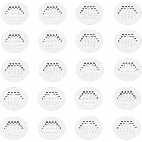 Grille aération VMC 20 pièces – Grille ronde en inox blanc 35mm – Pour cuisine et meubles – Diamètre extérieur 42mm – Hauteur 10mm (1/5)