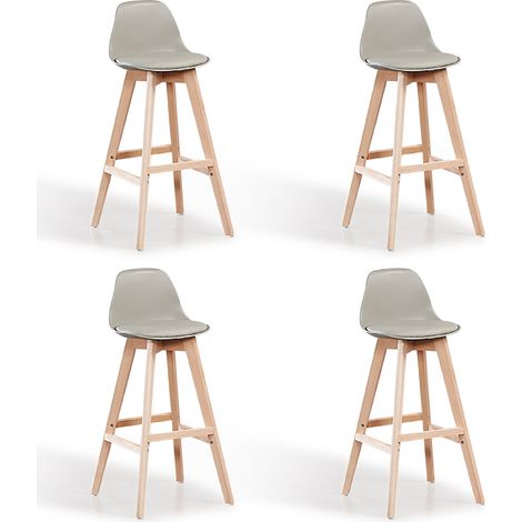 Lot de 4 tabourets de bar gris - Eski