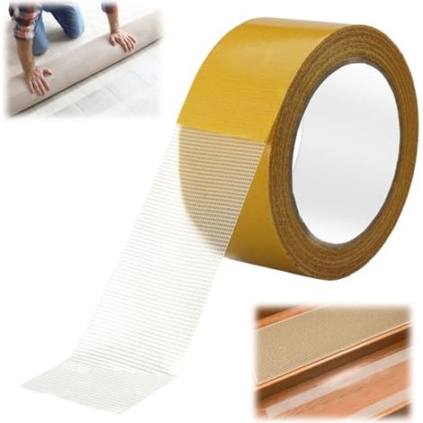 Ruban Adhésif Double Face Tapis,20m x 50mm Adhesif Double Face Extra Fort,Haute Adhérence,Sans Résidus,Ruban Adhésif Double Face,Double Face pour La Pose de Moquette,Revêtement de Sol,Revêtement PVC (1/5)