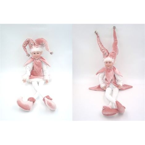Pupazzo Elfo Seduto Natalizio Decorativo di Natale Regalo Rosa (1/2)