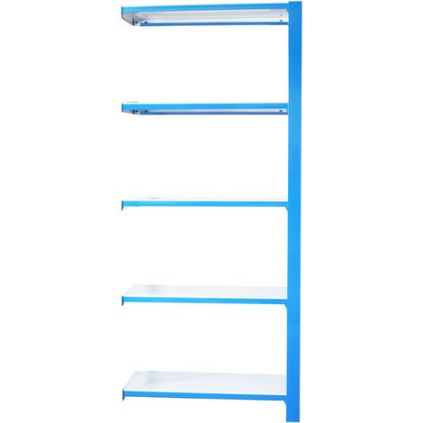 Estantería metálica sin tornillos OFFICLICK de 5 estantes (210x90x30cm) AZUL Y BLANCO (1/2)