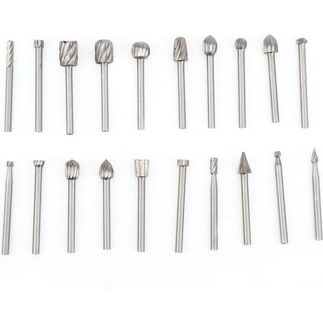 Ortviai 20 Pièces Fraises Rotatives en Acier Rapide pour Polissage, Sculpture et Décoration – Diamètre Tige 3,1 mm (1/5)