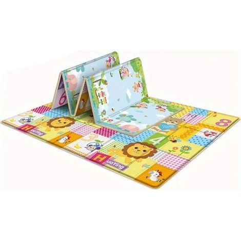 Tapis de Jeu pour Enfant Bebe 180x100x1cm Tapis de Sol Epais Pliable Reversible - Imperméable Double Face - Tapis d'éveil pour Bébé (1/4)