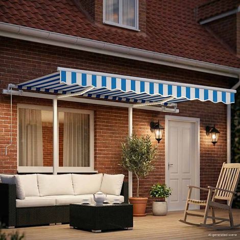 Maison Exclusive - Markise Manuell Einziehbar mit LED 3x2,5 m Bla (1/5)