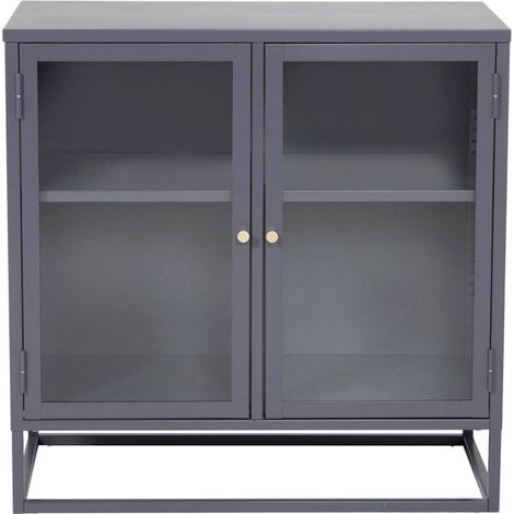 Vitrine 2 Portes "Bakal" 85cm Gris Clair (1/5)