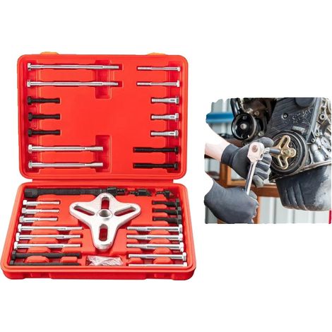 Kit extractor de eje de equilibrado armónico, acero al carbono tratado térmicamente, varios tamaños y longitudes de pernos, compatible con automóviles y SUV, diseño fácil de usar, incluye varios kits (1/5)
