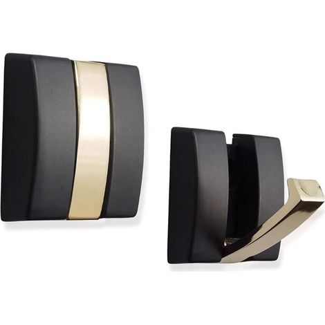 Klappbare Kleiderhaken – robuste Wandhaken aus Aluminium – einziehbare Haken zum Aufhängen von Mänteln, Schals, Hüten, Taschen, Handtüchern, Schlüsseln, Tassen (Schwarz/Gold, 2er-Pack) (1/4)