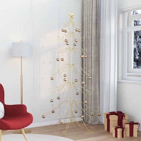 Metal Christmas Tree with Stand Gold 215 cm Powder-coated steel vidaXL (1/5)