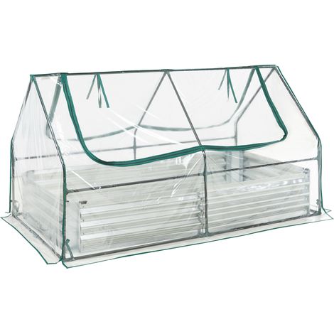 Hochbeet mit Gewächshaus Balsorano 186x96x98 cm Transparent [en.casa]