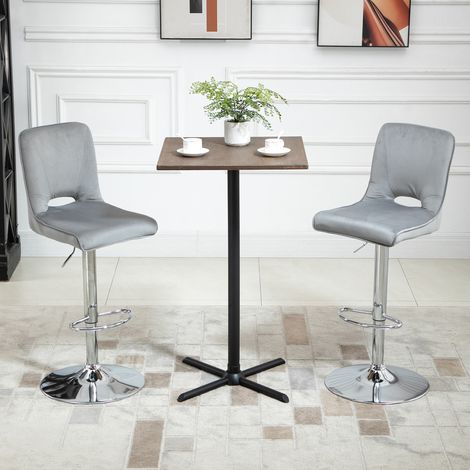 Set di 2 sgabelli da bar moderni, sedie alte con altezza regolabile e sedile girevole, 41x51x97-117 cm, grigio (1/5)