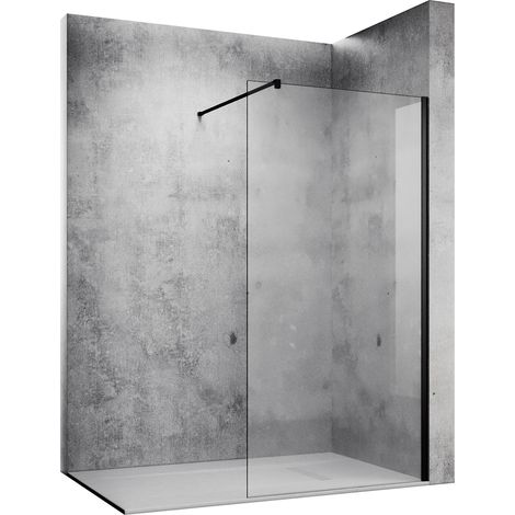SONNI 80x200cm Walk in Duschwände schwarz matt Dusche Duschabtrennung mit 10mm Nanobeschichtung glas mit Haltestange (1/5)