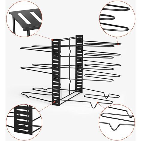 rangement casserole avec 8 CompartimLiesun rangement casserole avec 8 Compartiments Réglables, avec couvercle, dans placard, rangement cuisine assiette, support pour poele. (1/5)