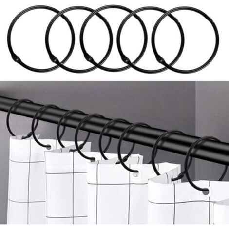 Noir - 24 anneaux de rideau de douche, crochets de rideau de douche antirouille pour salle de bain, anneaux de rideau de douche ronds décoratifs et crochets de tringle de rideau de douche (1/4)