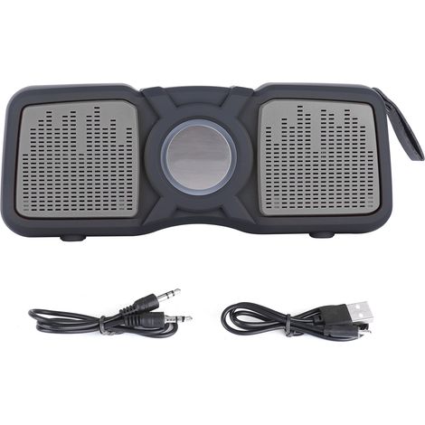 Enceinte Bluetooth portable sans fil avec deux haut-parleurs et lumières colorées (Gris)
