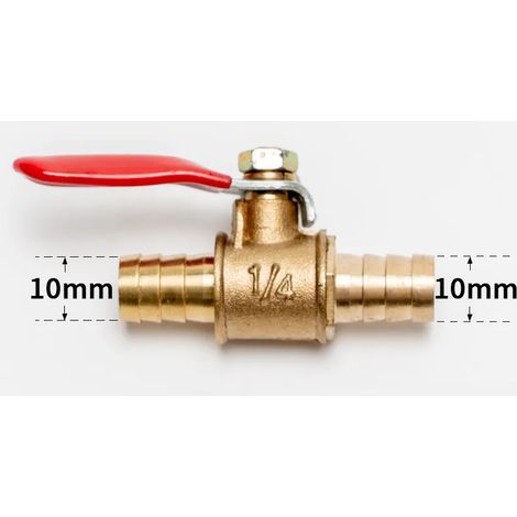 Raccord de tuyauterie à bille en laiton, embout cannelé (10 mm) 6 mm-12 mm, pour conduites d'eau, d'huile, d'air, de gaz et de carburant. (1/5)
