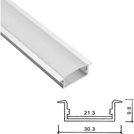 Profilo Alluminio incasso largo Strisce Strip LED Barra Rigida Copertura Opaco (1/4)