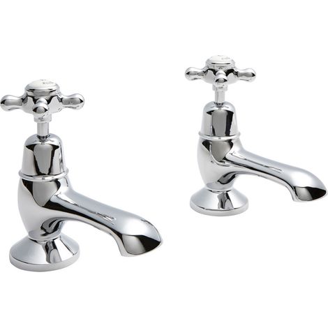 Old London Topaz White Crosshead Chrome Bath Taps with Dome Collar - BC302DX (1/2)
