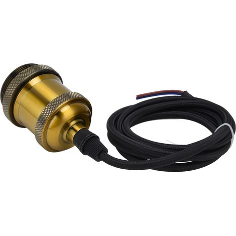 Suspension luminaire vintage métal E26/E27 1.5m, teinte bronze doré, lot de 1 avec boîte (1/5)