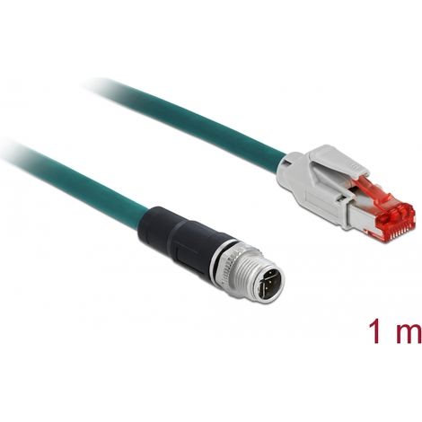 Delock Cable de red M12 de 8 polos con codificación X a conector RJ45 PVC 1 m