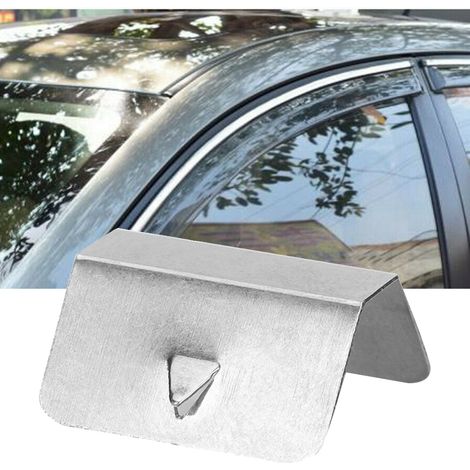 Déflecteur de pluie auto universel, clips de fixation en acier inoxydable, jeu de 6 pièces pour vitres latérales (1/5)