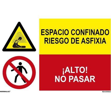 Señal combinada Riesgo de asfixia Alto no pasar SEKURECO                 Adhesivo vinilo (1/2)
