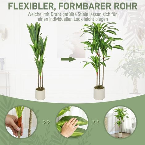 Künstliche Dracaena-Pflanze 120 cm, grün, mit beschwertem Topf – MEUBLIV (1/5)