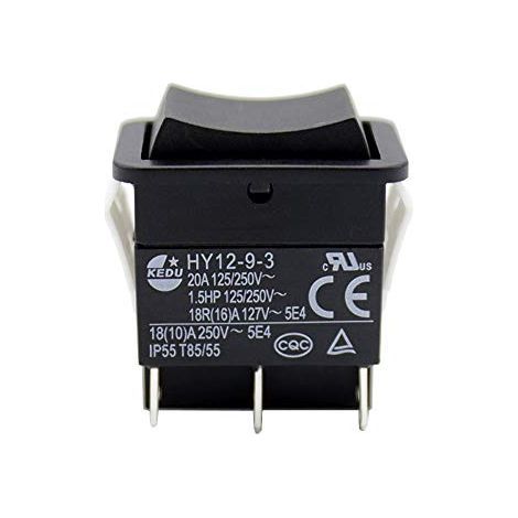 Interrupteur à bascule HY12-9-3 à 6 broches (ON)-Off-(ON) avec bouton-poussoir à arc pour outils électroportatifs industriels et commande d'équipements électriques, avec réarmement bilatéral automatiq (1/5)