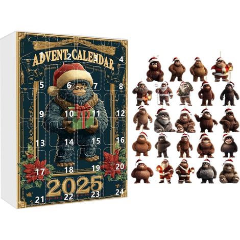 Calendrier De L'Avent Ornement 2025 Décor Festif en Acrylique 2D Singe 24 Jours Pendentif De L Avent Singe Pour Adultes Cadeaux De Fête Arbre De Noël Rétroviseur Voiture Mur (1/5)