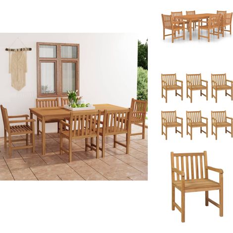 Ensemble à manger de jardin 7 pcs Bois de teck solide - Ensemble Salon De Jardin - Mobilier De Jardin - Table De Jardin - Chaises De Jardin - Teck (1/5)