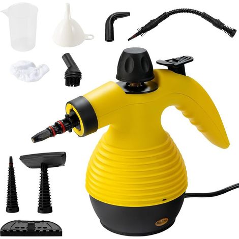 Nettoyeur à Vapeur à Main Polyvalent Portatif 050 W Réservoir d'Eau 350ML avec Accessoires 9 Pièces pour Eliminer les Taches de Rideau Vitre Sièges d'Auto Sofa (Jaune) (1/5)