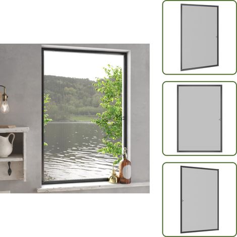 The Living Store Moustiquaire pour fenêtres Anthracite 90x120 cm - Moustiquaire Fenêtre - Moustiquaire Anti-insecte - Protection Insecte - Filet Anti-mouche - Filet Fenetre