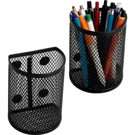 2 x porte - stylo magnétique en maille, multifonctionnel, adapté aux plaques magnétiques de réfrigérateur, à la maison et au Bureau (noir, 10 7.5 5.5cm) (1/5)