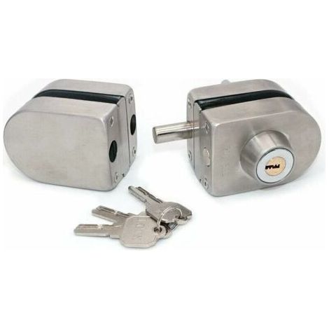 Cerradura de puerta de cristal de acero inoxidable 304 con 2 llaves, cerradura de seguridad, no requiere perforación, adecuada para el hogar, hotel, baño, escaparate. (1/5)