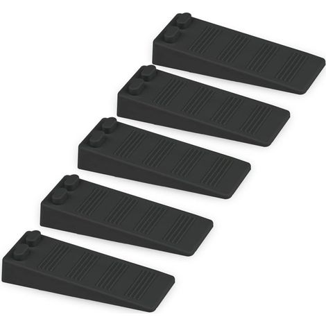 5 pièces cale porte PVC, Hauteur Reglable Antidérapante bloc, Non Toxique, Non Odeur arrêt de porte, Protège Sols et Murs, Pour Tapis, Béton, parquets (Noir) (1/5)