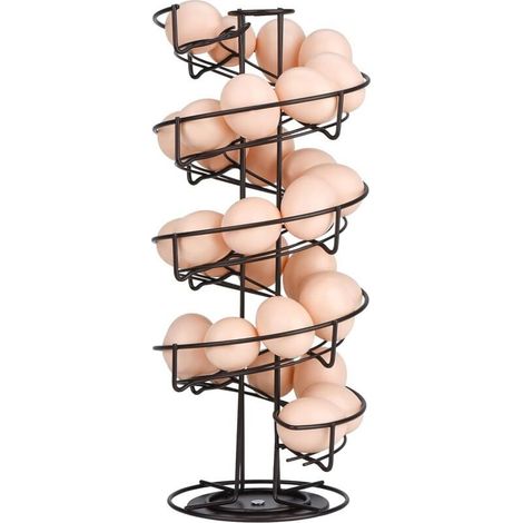 Distributeur Oeuf, Distributeur Oeuf Spirale Rangement Contient Environ 30-36 Oeufs, Support à Oeufs Peut Ranger et Marquer dans l'ordre - Brun (1/5)