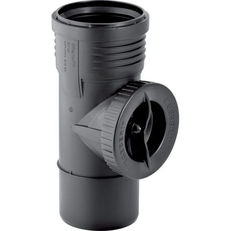 Geberit – Tube d'évacuation PVC DN 110 – 90 degrés – Ouverture de service ronde – Joint EPDM pour étanchéité – Température d'installation -10 à +40 °C