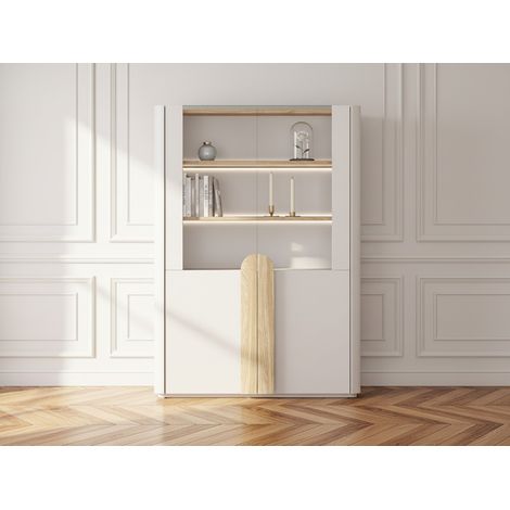 BOBOCHIC - Meuble vitrine 2 portes H. 138 cm ENYRA Beige