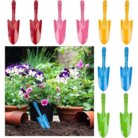 10 Pieces Mini Garden Shovels, 28 cm Colourful Metal Hand Shovel Garden Digging Tool for Children for Flowers, Plants, Soil, Planting Transplantation (5 Colours) (1/5)