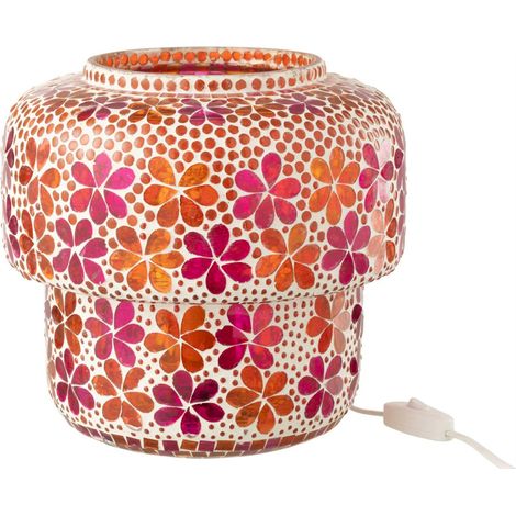 Lampe de table mosaïque en verre rose - rose foncé et orange (1/4)